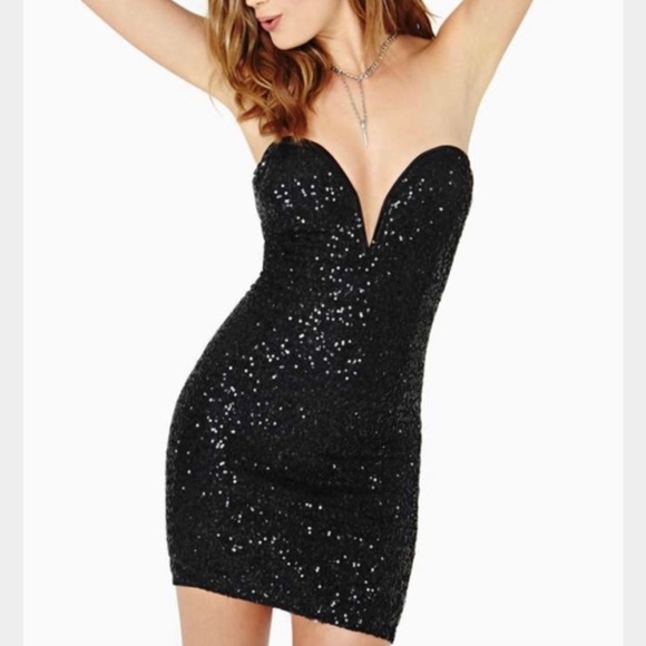 VINTAGE NASTY GAL SEQUIN SWEETHEART DRESS - Picture 2 of 5